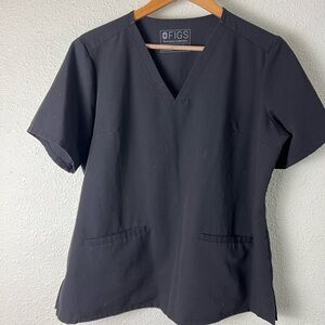 Figs Womens Size Large Black Short Sleeve Scrub Top Nurse Medical